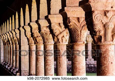Columns and capitals, 12th Century cloister of Saint-Michel-de-Cuxa Benedictine Abbey, 879AD, Pyr? n? es-Orientales, France View Large Photo Image Stock Photography - Columns and capitals, 12th Century cloister of Saint-Michel-de-Cuxa Benedictine Abbey, 879AD, Pyr? n? es-Orientales, France. Fotosearch
