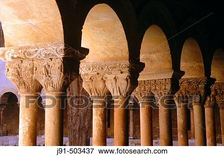 Columns and chapiters detail. XIth century cloister. Silos monastery. Romanesque style. Burgos province. Castilla y Leon. Spain. View Large Photo Image Stock Photo - Columns and chapiters detail. XIth century cloister. Silos monastery. Romanesque style. Burgos province. Castilla y Leon. Spain.. Fotosearch
