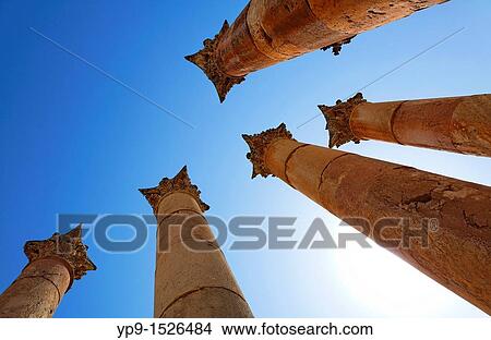 Picture - Columns at the Temple of Artemis at Gerasa, Jerash, Jordan. Fotosearch