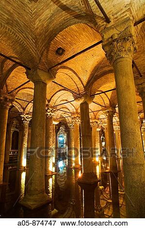 Columns, Basilica Cistern (Yerebatan Sarayi), Istanbul, Turkey View Large Photo Image Stock Photo - Columns, Basilica Cistern (Yerebatan Sarayi), Istanbul, Turkey. Fotosearch