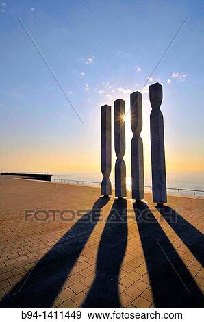 Stock Photo - Columns in the area of the W Barcelona hotel (also known as Vela Hotel), Port area, 2009. Catalonia. Spain.. Fotosearch