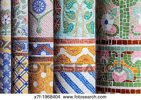 Picture - Columns in the Art Nouveau facade of Palau de la Musica, by Lluis Domenech i Montaner, Barcelona, Spain.. Fotosearch