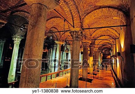 Columns inside one of many Byzantine cisterns underneath Istanbul, Turkey View Large Photo Image Stock Photo - Columns inside one of many Byzantine cisterns underneath Istanbul, Turkey. Fotosearch