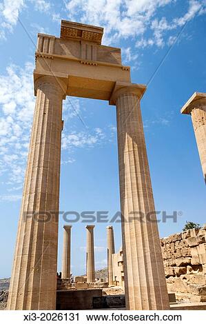 Columns of the Doric Temple of Athena Lindia, the Acropolis, Lindos, Rhodes, Greece. View Large Photo Image Stock Image - Columns of the Doric Temple of Athena Lindia, the Acropolis, Lindos, Rhodes, Greece.. Fotosearch