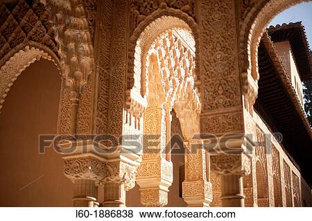 Columns, Patio de los Leones, Alhambra, Granada, Andalucia, Spain View Large Photo Image Stock Photo - Columns, Patio de los Leones, Alhambra, Granada, Andalucia, Spain. Fotosearch