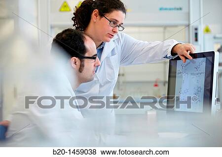Stock Photo - Computational study of chemical reaction to develop new drugs, research lab, IkerChem research lab, design and synthesis of new chemical entities with therapeutic applications in oncology. Fotosearch