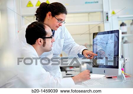 Stock Photo - Computational study of chemical reaction to develop new drugs, research lab, IkerChem research lab, design and synthesis of new chemical entities with therapeutic applications in oncology. Fotosearch