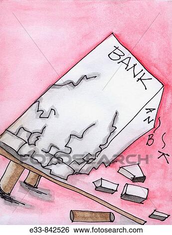 Conceptual illustration of a collapsing bank View Large Photo Image Stock Photograph - Conceptual illustration of a collapsing bank. Fotosearch