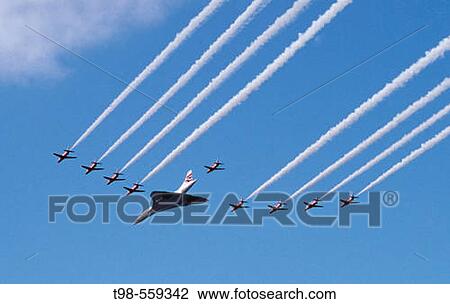 Concorde and Red Arrows RAF display team, Concorde final flight over Scotland, Glasgow, 2003 View Large Photo Image Stock Image - Concorde and Red Arrows RAF display team, Concorde final flight over Scotland, Glasgow, 2003. Fotosearch