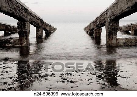 Concret construction, beach, Puerto Madryn, Patagonia, Argentina. View Large Photo Image Stock Photograph - Concret construction, beach, Puerto Madryn, Patagonia, Argentina.. Fotosearch
