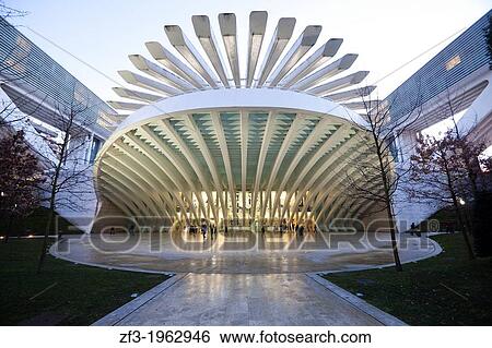 Stock Photograph - Conference and Exhibition Centre of Oviedo, built by Santiago Calatrava. Fotosearch
