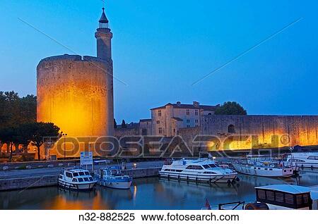 Constance Tower at dusk, Aigues-Mortes. Petite Camargue, Gard, Languedoc-Roussillon, France View Large Photo Image Stock Photography - Constance Tower at dusk, Aigues-Mortes. Petite Camargue, Gard, Languedoc-Roussillon, France. Fotosearch
