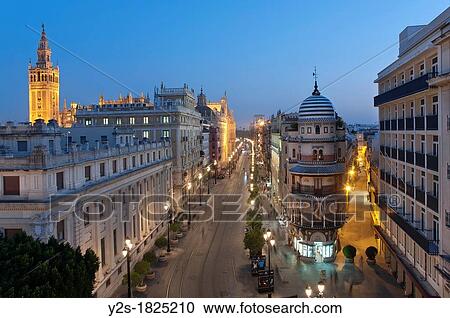 Constitution avenue and Giralda tower, Seville, Spain View Large Photo Image Stock Image - Constitution avenue and Giralda tower, Seville, Spain. Fotosearch