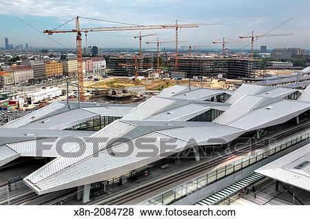 Construction of Wien Hauptbahnhof (Central train station), Vienna, Austria. View Large Photo Image Stock Photo - Construction of Wien Hauptbahnhof (Central train station), Vienna, Austria.. Fotosearch