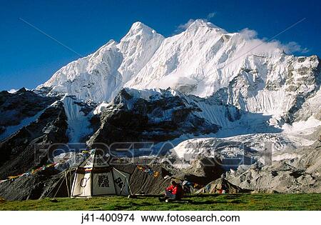 Consulting MT. Everest map. Camp at Bethang Ringmo under Chomolonzo (7. 815 m. ). Kangshung glacier. Tibet View Large Photo Image Picture - Consulting MT. Everest map. Camp at Bethang Ringmo under Chomolonzo (7. 815 m. ). Kangshung glacier. Tibet. Fotosearch
