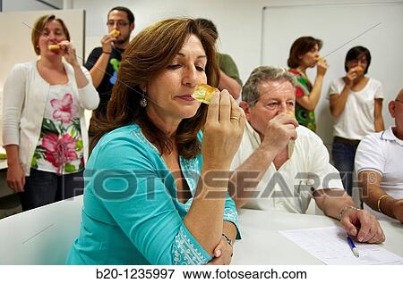 Consumers tasting pastries in sensory lab, AZTI-Tecnalia Marine and Food Research Center, Derio, Bizkaia, Euskadi, Spain View Large Photo Image Stock Photo - Consumers tasting pastries in sensory lab, AZTI-Tecnalia Marine and Food Research Center, Derio, Bizkaia, Euskadi, Spain. Fotosearch