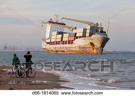 Container Ship Washed Up on Beach, El saler Beach, Valencia, Spain View Large Photo Image Stock Photography - Container Ship Washed Up on Beach, El saler Beach, Valencia, Spain. Fotosearch