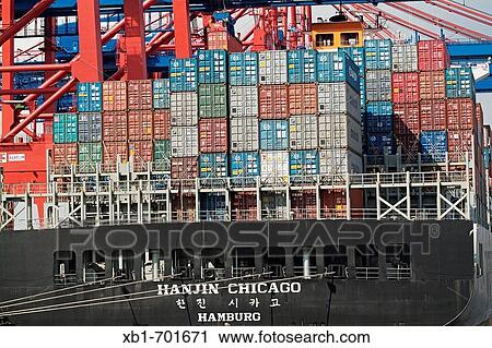 Stock Image - Container terminal, Eurogate, Hamburg, Germany. Fotosearch