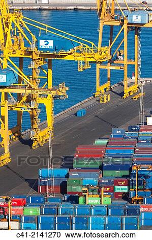 Container terminal. Port of Barcelona. Barcelona. Spain. View Large Photo Image Stock Image - Container terminal. Port of Barcelona. Barcelona. Spain.. Fotosearch