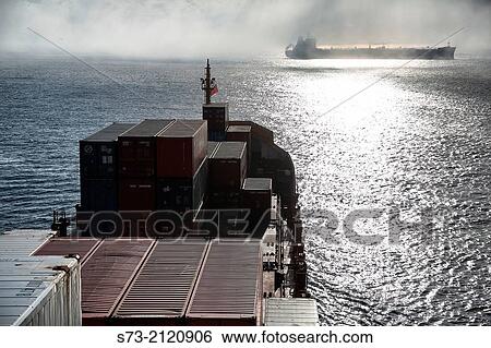 Stock Photograph - Container transport in Gibraltar. Fotosearch