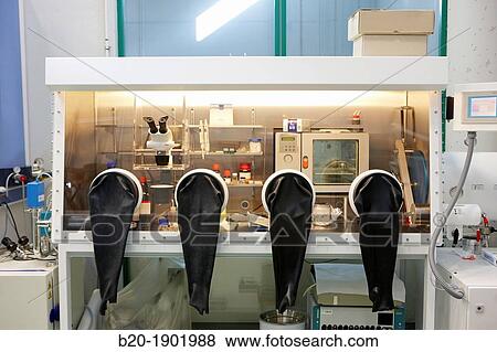 Stock Photo - Controlled atmosphere glove box, Synthesis Laboratory, CIC nanoGUNE, Nano science Cooperative Research Center, Donostia, San Sebastian, Gipuzkoa, Basque Country, Spain. Fotosearch