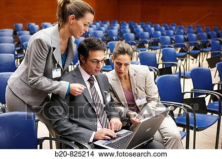 Picture - Conventioneers in lecture hall, convention center, Kursaal Center. San Sebastian, Guipuzcoa, Basque Country, Spain. Fotosearch