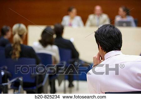 Picture - Conventioneers in lecture hall, convention center, Kursaal Center. San Sebastian, Guipuzcoa, Basque Country, Spain. Fotosearch