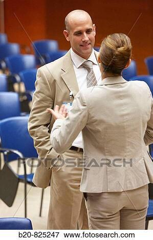 Stock Photo - Conventioneers in lecture hall, convention center, Kursaal Center. San Sebastian, Guipuzcoa, Basque Country, Spain. Fotosearch