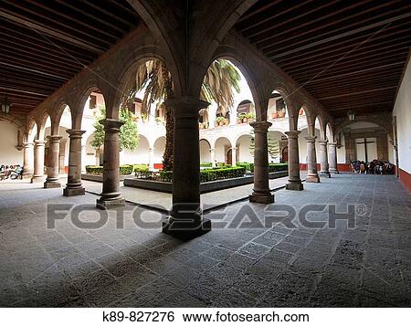 Convento de San Juan Bautista. Cloister. Barrio de Coyoacan. Ciudad de M? xico. View Large Photo Image Stock Photograph - Convento de San Juan Bautista. Cloister. Barrio de Coyoacan. Ciudad de M? xico.. Fotosearch