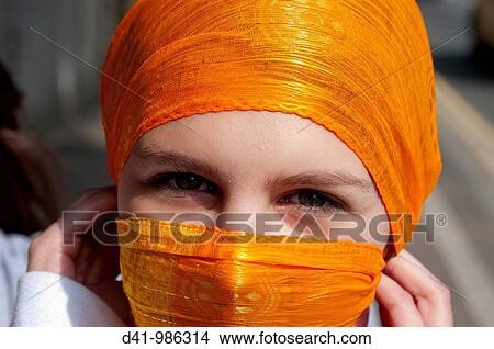 Picture - cool girl portrait teenager headscarf. Fotosearch