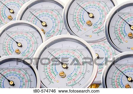 Cooling gas pressure gauges composite View Large Photo Image Stock Photograph - Cooling gas pressure gauges composite. Fotosearch
