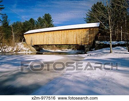 Corbin Covered Bridge, which crosses the Sugar River in Newport, New Hampshire, USA View Large Photo Image Stock Photograph - Corbin Covered Bridge, which crosses the Sugar River in Newport, New Hampshire, USA. Fotosearch