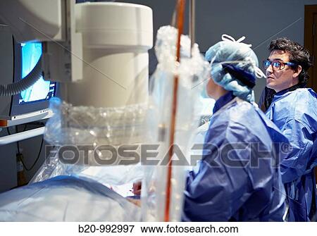 Stock Photo - Coronary catheterization, Hemodynamics. Hospital Policlinica Gipuzkoa, San Sebastian, Donostia, Euskadi, Spain. Fotosearch