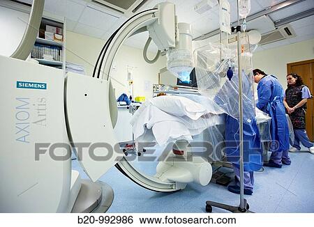 Stock Photograph - Coronary catheterization, Hemodynamics. Hospital Policlinica Gipuzkoa, San Sebastian, Donostia, Euskadi, Spain. Fotosearch
