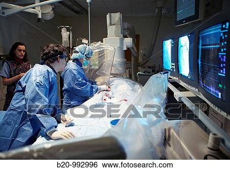Stock Photograph - Coronary catheterization, Hemodynamics. Hospital Policlinica Gipuzkoa, San Sebastian, Donostia, Euskadi, Spain. Fotosearch