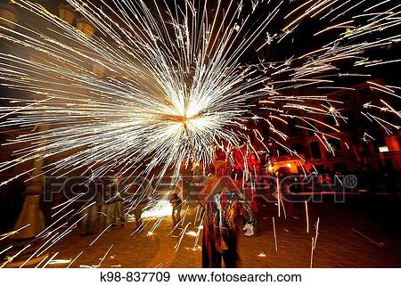 ? Correfoc? fireworks, Llucmajor. Migjorn, Majorca, Balearic Islands, Spain View Large Photo Image Stock Photo - ? Correfoc? fireworks, Llucmajor. Migjorn, Majorca, Balearic Islands, Spain. Fotosearch