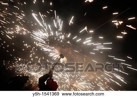 Correfocs, La Merce feast, Barcelona, Catalonia, Spain View Large Photo Image Stock Photo - Correfocs, La Merce feast, Barcelona, Catalonia, Spain. Fotosearch