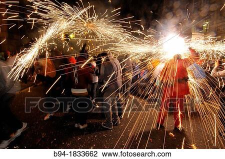 ? Correfocs?, La Merce festival, Barcelona, Catalonia, Spain. View Large Photo Image Stock Image - ? Correfocs?, La Merce festival, Barcelona, Catalonia, Spain.. Fotosearch