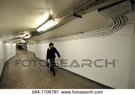 Corridor of subway station, Barcelona, Catalonia, Spain View Large Photo Image Stock Photo - Corridor of subway station, Barcelona, Catalonia, Spain. Fotosearch