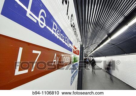 Corridors of subway station, Barcelona, Catalonia, Spain View Large Photo Image Stock Image - Corridors of subway station, Barcelona, Catalonia, Spain. Fotosearch