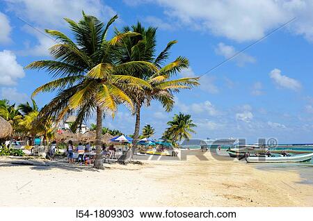Stock Image - Costa Maya Mexico Beach Caribbean. Fotosearch