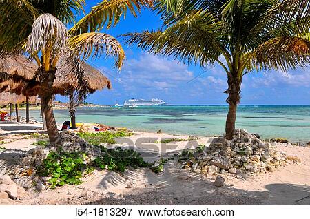 Costa Maya Mexico Beach Caribbean Cruise Ship Port View Large Photo Image Stock Photo - Costa Maya Mexico Beach Caribbean Cruise Ship Port. Fotosearch