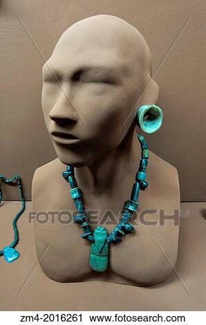 Stock Image - COSTA RICA, SAN JOSE, NATIONAL MUSEUM, INTERIOR, PRE-COLUMBIA JADE JEWELRY.. Fotosearch