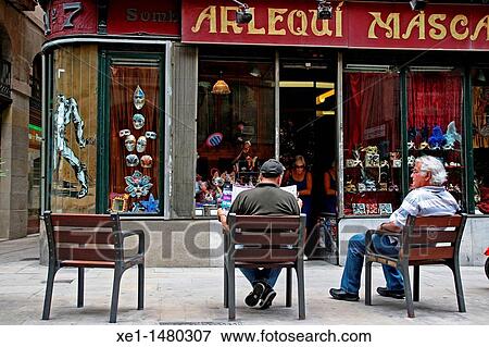 Stock Photo - costume shop, old town, Barcelona, Catalonia, Spain.. Fotosearch