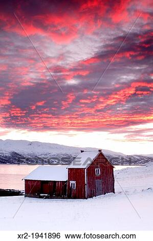 Cottage in Kvaloyvagen, a fishing village near Tromso, in norwegian fjords. View Large Photo Image Stock Photograph - Cottage in Kvaloyvagen, a fishing village near Tromso, in norwegian fjords.. Fotosearch