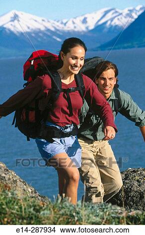 Couple along Turnagain Arm in summer. Chugach State Park. Alaska View Large Photo Image Picture - Couple along Turnagain Arm in summer. Chugach State Park. Alaska. Fotosearch