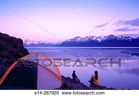 Couple at camp above Turnagain Arm. Chugach State Park. Alaska View Large Photo Image Stock Image - Couple at camp above Turnagain Arm. Chugach State Park. Alaska. Fotosearch