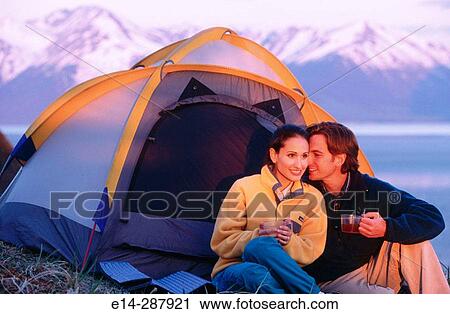 Couple at camp above Turnagain Arm. Chugach State Park. Alaska View Large Photo Image Stock Image - Couple at camp above Turnagain Arm. Chugach State Park. Alaska. Fotosearch