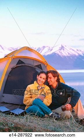 Couple at camp above Turnagain Arm. Chugach State Park. Alaska View Large Photo Image Stock Image - Couple at camp above Turnagain Arm. Chugach State Park. Alaska. Fotosearch