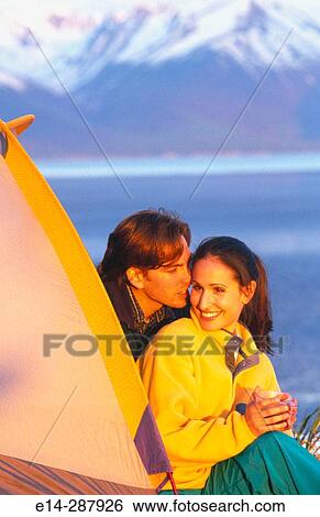 Couple at camp above Turnagain Arm. Chugach State Park. Alaska View Large Photo Image Stock Photograph - Couple at camp above Turnagain Arm. Chugach State Park. Alaska. Fotosearch